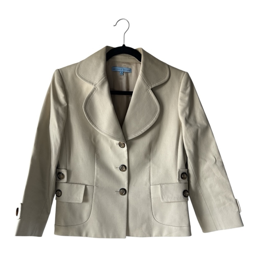 Antonio Melani Women's Khaki Solid Long-Sleeve Lined Blazer Jacket Size 6